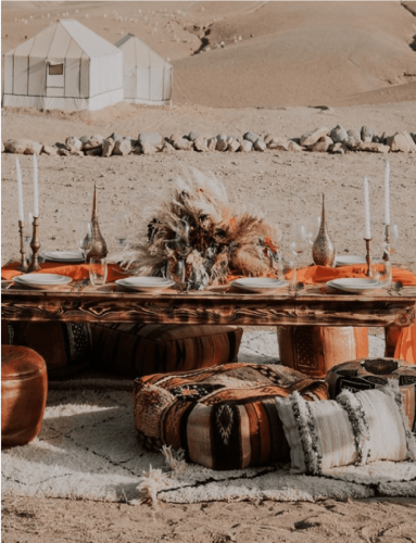bohemain table decor desert