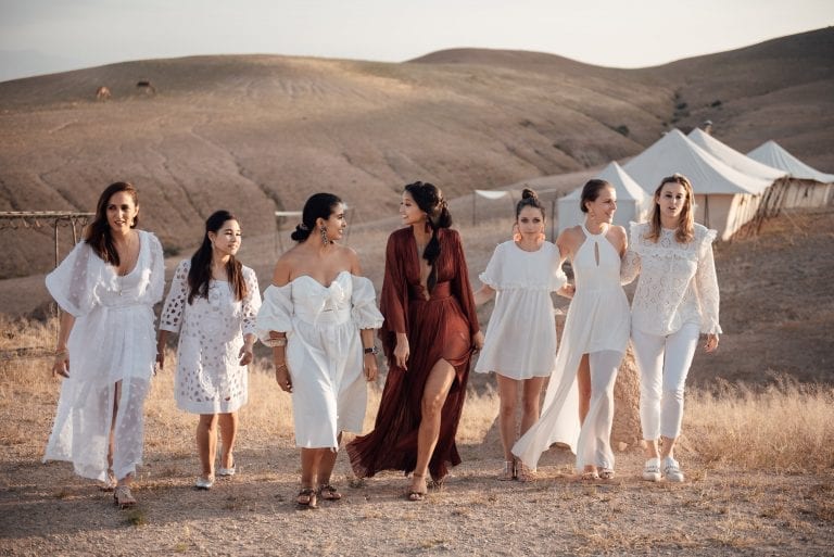 bride and bridesmaids desert