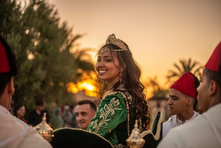 mariée caftan vert